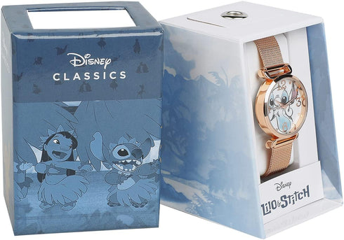 Accutime Women's Disney Lilo & Stitch Blue Gradient Analog Quartz Wrist Watch with Small Face, Gold Accents for Women, Adult (Model: LAS8004AZ)...