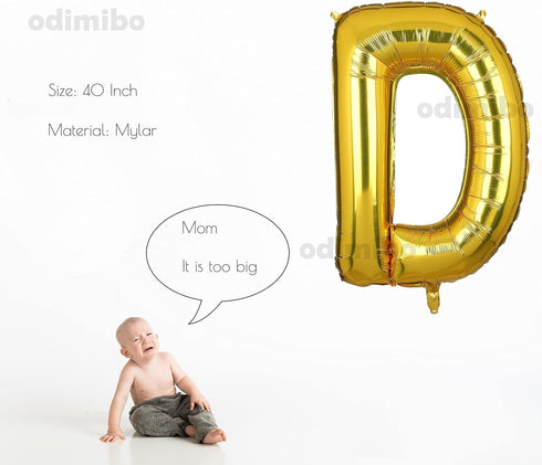 40 Inch Large Gold Letter D Foil Balloons Helium Golden Big Alphabet Mylar Balloon for Birthday Party Decoration Custom Word HH(Gold-D) Dad...