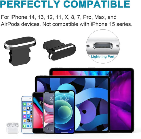 4 Pack iPhone Dust Plug?Aluminum Alloy iPhone Port Plug Lightning Port Plug with Phone Speaker Cover Compatible with iPhone 14, 13,12,11, Pro, Max...