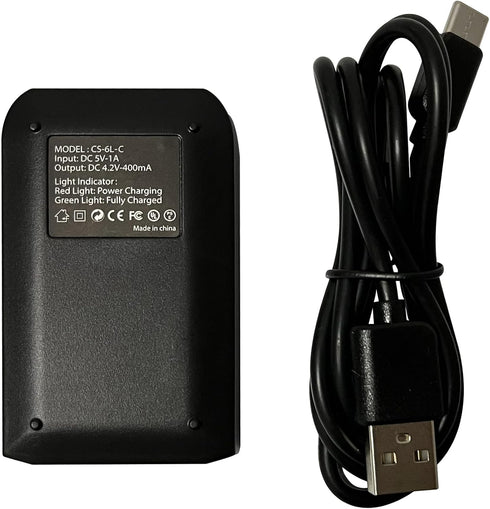 Digital Camera Battery Charger and 3.7V 700mAh NP-6L Rechargeable Lithium Battery (NP-6L Battery Charger)...