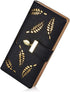 Women's Long Leaf Bifold Wallet Leather Card Holder Purse Zipper Buckle Elegant Clutch Wallet Handbag for Women - Black...