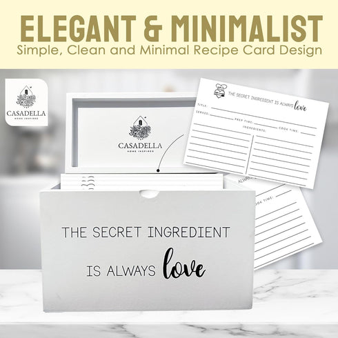 CASADELLA Minimalist Recipe Cards 4x6 - Set of 50, Thick Cardstock Double-Sided 4x6 Recipe Cards, Perfect Gift for Bridal Showers and Weddings, Be...