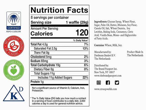 DAELMANS Caramel Stroopwafels - Authentic Soft Toasted Dutch Waffles, Cinnamon, Bourbon Vanilla, Certified Kosher Dairy - 8.11 Ounce (Pack of 1)...