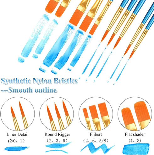 20 Pcs Paint Brushes, Paint Brush Set, Paint Brushes for Acrylic Painting, Watercolor Brushes, Acrylic Paint Brushes for Acrylic Oil Watercolor, D...