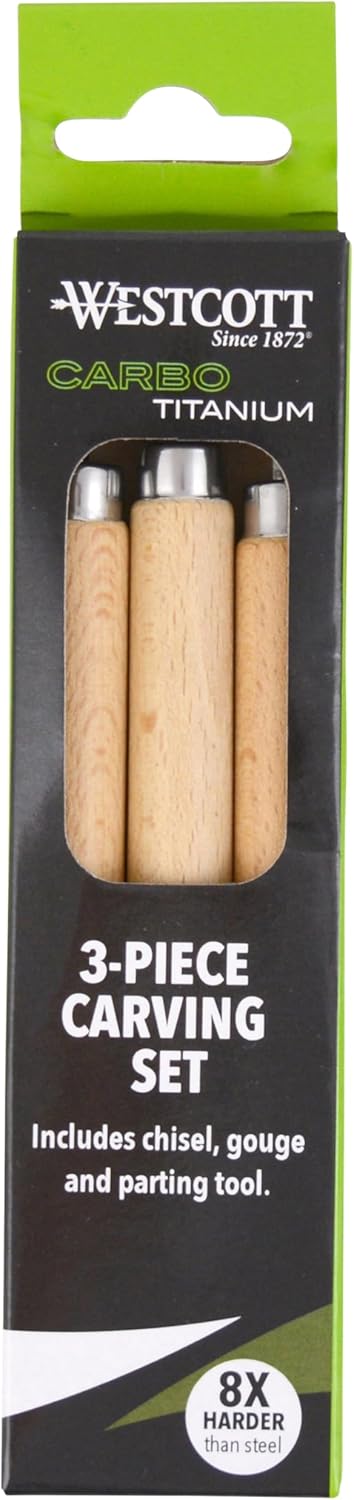 Westcott CarboTitanium Carving Tools for Wood Working, Soap Carving, Print Making, Clay Sculpture, 3-Piece Set...