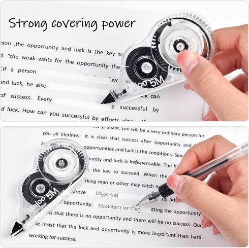 Whiteout Correction Tape, Easy To Use Applicator for Instant Corrections Correct Wrong Writing At Any Time, For school, Office (12pack, 5M/196" x ...