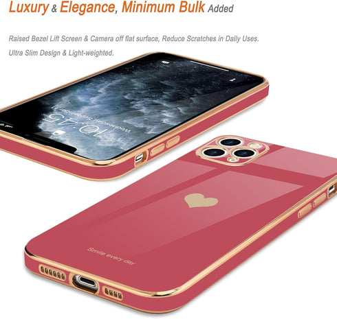 Teageo for iPhone 11 Pro Max Case for Girl Women Cute Love-Heart Luxury Bling Soft Back Cover Raised Full Camera Protection Bumper Silicone Shockp...