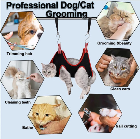 Dog Grooming Hammock Harness,Breathable Pet Cat Hammock Restraint Bag,Dog Grooming Sling Helper for Trimming Nail and Ear/Eye Care(S Size,8.5")...