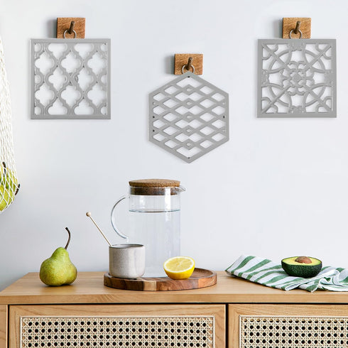 JOGREFUL Cast Iron Trivet Mats, Kitchen Pot Holders to Portect Table/Countertops, Heat Resistant Mats for Teapot/Hot Dishers/Plates, Vintage Mats ...