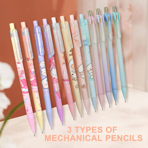Kawaii Mechanical Pencil Set, with Lead Refills 0.5/0.7mm, Cute Pencils Set for Student Writing, Drawing, Sketching Office School Supplies 12PCS (...