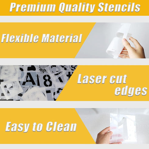 46 Pcs Letter Stencils Symbol Numbers Craft Stencils, Reusable Alphabet Templates Interlocking Stencil Kit for Painting on Wood, Wall, Fabric, Roc...