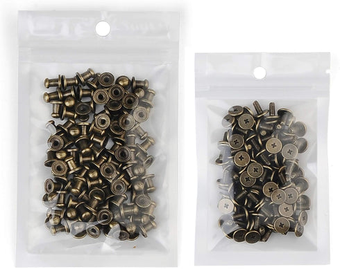 100 Sets 8x5x8MM Bronze Button Spikes and Studs Rivet Round Head Screw Back Leather Craft Rapid Rivet Punk Studs and Spikes for Clothing Shoes Bel...