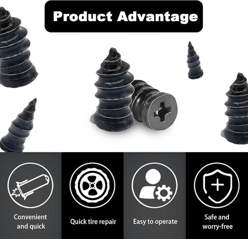 60Pcs Tire Repair Rubber Nail, Rubber Screw Tire Plugs Self-Service Vacuum Tire Repair Nail Kit Tires Quick Puncture Repair Tools for Auto Motorcy...