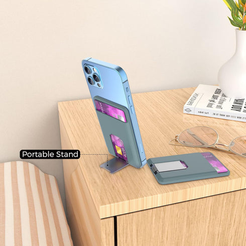 BIAJIYA Card Holder for Back of Phone for Stand MagSafe Magnetic Silicone Wallet Compatible with iPhone16/15/14/13/12/12 Pro/ 12 Mini/ 12 Pro Max ...