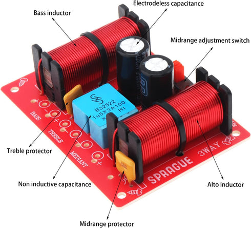 3 Way Speaker Crossover, 150W 3 Way 3 Speaker Unit HiFi Home Speakers Audio Frequency Divider Crossover Filters...