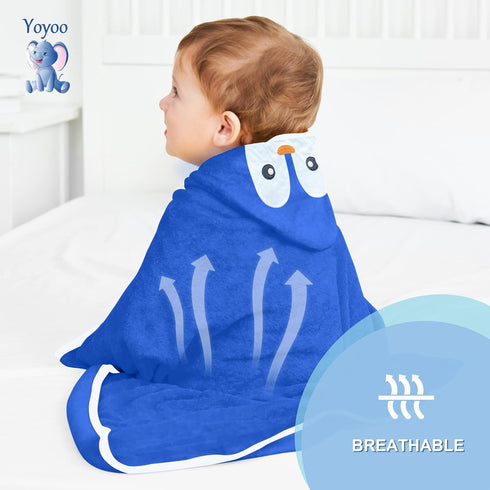 YOYOO Baby Bath Towel – Viscose Derived from Bamboo, Baby Hooded Towels - Newborn Essential Cute Navy Blue Penguin-Perfect Baby Registry Gifts for...
