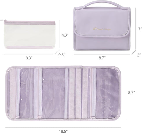 6-in-1 Roll-up Makeup Bag with 3 Detachable PVC Zip Pouches, Clear TSA Approved Travel Toiletry Bag Organizer for Cosmetics, First Aid, Medicine, ...