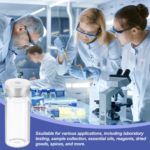 PATIKIL 10ml Sample Vials, 20 Pack Lab Empty Vials with Butyl Rubber Stopper and Crimp Top Caps Borosilicate Glass Vial, Transparent...