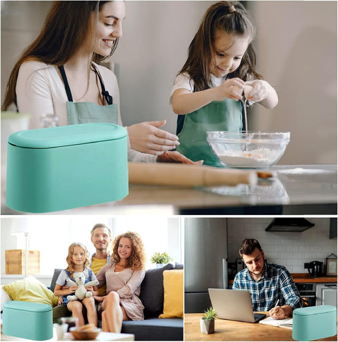 Mini Trash Can with Lid - Removable Small Garbage Can, Tiny Plastic Trash Bin, Pop Up Countertop Wastebasket, Counter Garbage Lint Bin for Bathroo...