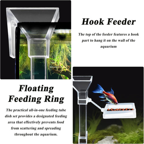 Shrimp Feeding Tube and Dish Set Aquarium Fish Feeder Tube Clear Shrimp Feeder Fish Tank Feeding Supplies with Feeding Ring Cleaning Brush for Fis...