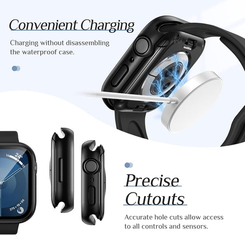 2-Pack Goton Waterproof Apple Watch Case for Series 9 8 7 Screen Protector 41mm, 360 Protective Glass Face Cover + Back Bumper for iWatch Accessor...