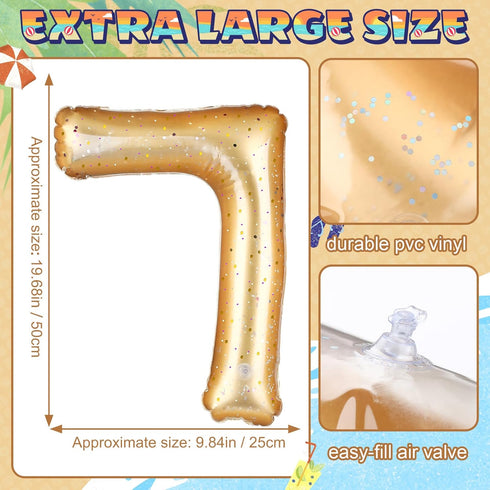 Number 0-9 Pool Float 20'' Gold Pool Birthday Party Decoration Large Inflatable Swimming Balloon for Summer Graduation Party Supplies Indoor Outdo...