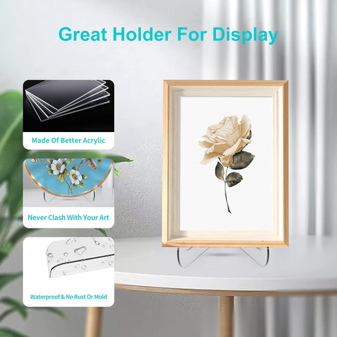 60-Degree Angle Acrylic Plate Stand, 3 Inch 2PC Clear Acrylic Display Easel, Clear Tablet Holder for Displaying,3" H x 3.125" W x 2.5" D (2 Pack)...