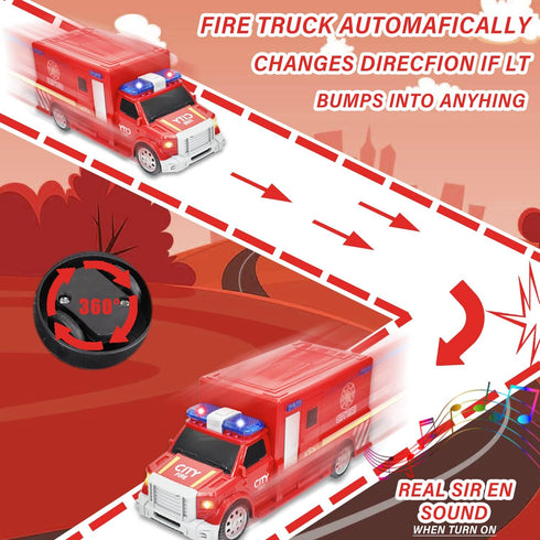 Fire Truck Toy for 3-8 Year Old Boys Girls, LED Music Electric Universal Wheel Fire Truck Toys, Toddlers and Kids Fire Truck Toys Gifts, Red, CDDZ...