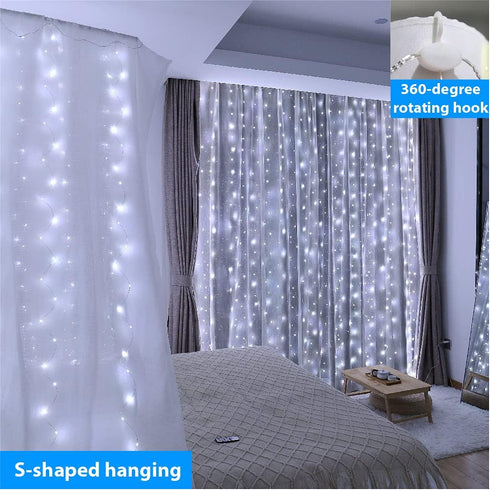 ZSJWL 300 LED White Curtain Lights, 9.8x9.8Ft DIY Windows Fairy String Lights with Remote 8 Modes Timer for Bedroom, USB Plug in Fairy Curtain Lig...