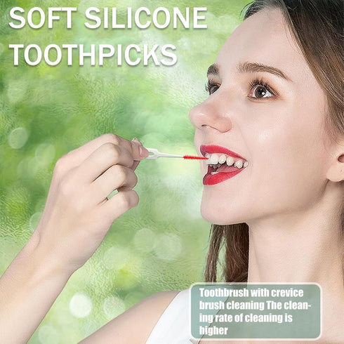 Ndzefan160PCS Portable Silica Gel Toothpick Toothbrush Original Suitable for Oral Care of Adults and Children Soft,Toothpick Brushes Teeth Cleanin...