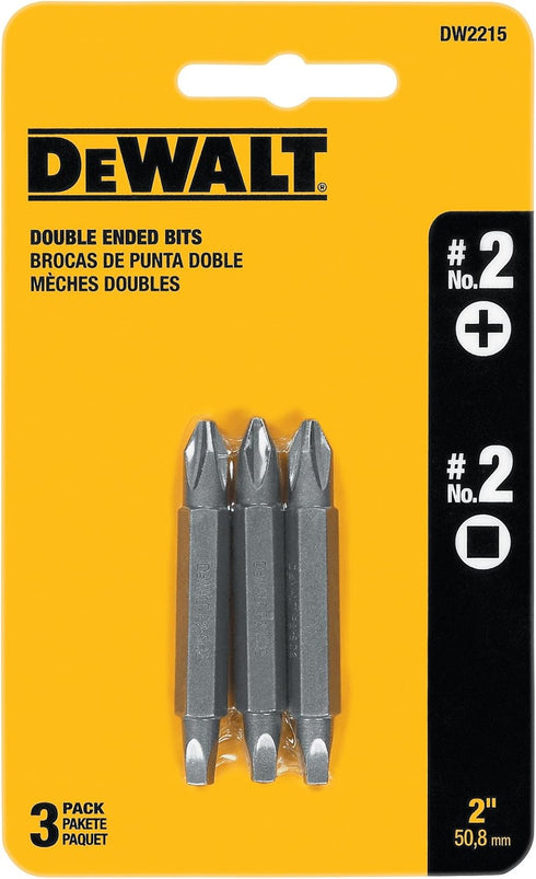 DEWALT DW2215 #2 Phillips and #2 Square Recess Double Ended Screwdriver Bit 3 Count ( 1Pack)...