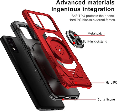 Ailiber for TCL 30T (T603DL) Phone Case, TCL 30 T Case with Screen Protector, Ring Kickstand for Magnetic Car Mount, Military Grade, Heavy Duty Sh...