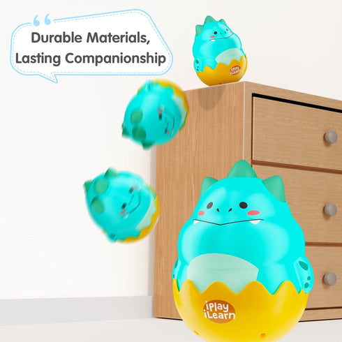 iPlay, iLearn Baby Dinosaur Wobble Toys, Infant Dino Roly-Poly 3-6-12 Month, Babies Tummy Fun Time Sensory Development, Newborn Gift First Birthda...