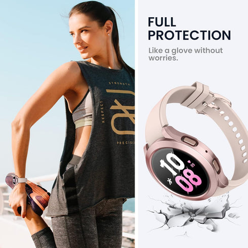 Tensea for Samsung Galaxy Watch 5 2022 & 4 2021 Waterproof Screen Protector Case 44mm Accessories, Protective Face Cover for 44 mm, Hard Bumper Bu...