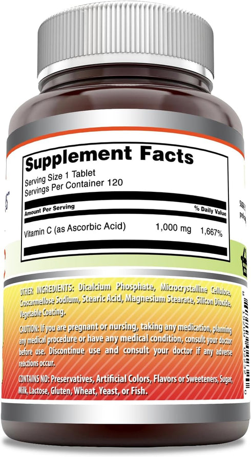 Amazing Formulas Vitamin C Supplement | 1000 Mg Per Serving | Tablets | Non-GMO | Gluten-Free | Made in USA (1 Pack, 120 Count)...