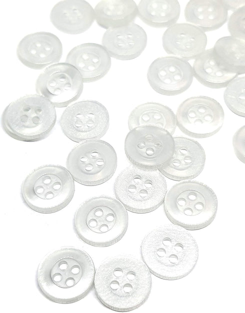 100 pcs Clear White Shirt Buttons 4 Holes Size 11mm...