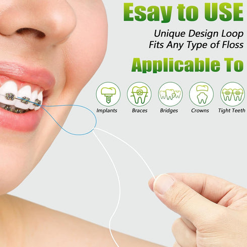 Floss Threaders, Orthodontic Threader, Ultraclean Access Tool for Maintaining Oral Health with Braces, Bridges, and Implants 250 Count...
