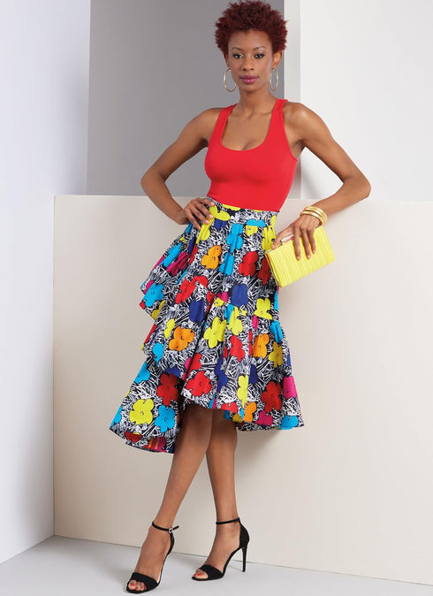 Vogue Misses' Asymmetric Ruffled Skirts Sewing Pattern Packet, Design Code V1957, Sizes 18-20-22-24-26...