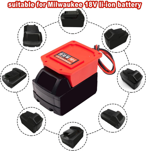 Power Wheel Adapter for Milwaukee 18V M18 battery connector with 14 gauge robotics,Good Power Convertor for DIY Ride On Truck, Robotics, RC Toys...