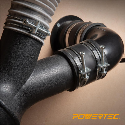 POWERTEC 70197 2-1/2 Inch Double Wire Hose Clamp with bolt, Adjustable Hose Clamps for Dust Collector, Dust Collection Hose and Dryer Vent Hose, P...