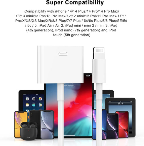 Lightning to 30 Pin Adapter, Apple MFi Certified 2 Pack 8 Pin Male to 30 Pin Female Connector Converter with iPhone Lightning Charger Cable and Da...