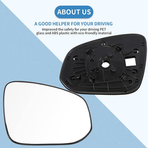 ECCPP Passenger Side Exterior Mirror Glasses, Right Side Rear View Mirror Glass Door Mirror Glass Replacement fit for 2013 2014 2015 2016 2017 201...