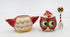 Owl Sugar and Creamer, 5 3/4 X 2 7/8 X 5 3/8"H, Red, White, Black, Green...
