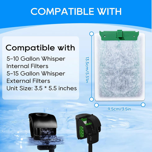 8 Pack Fish Tank Filter, Filter Cartridges Compatible with Tetra Whisper Bio-Bag Filters Medium Replacement Filter Cartridges for Whisper ReptoFil...
