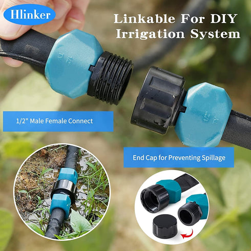 2024 Flat Soaker Hose 15 ft with Stake for Garden, Linkable Drip Hose Diy Automates Garden Irrigation System Saving 81% Water, Dual-layer Leak-fre...