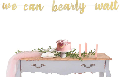 We Can Bearly Wait Banner - Teddy Bear Baby Shower Decorations, Decor for a Bear Themed Baby Shower, Smash Cake Props...