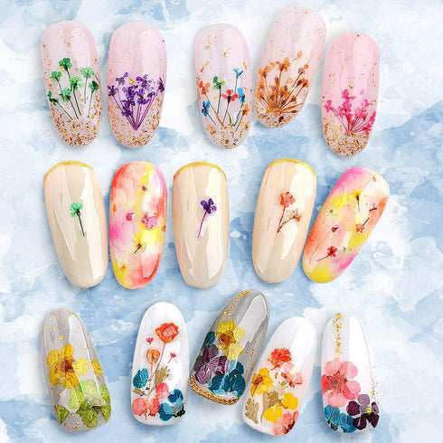 Dried Flowers & Foil Nail Art Kit - 108PCS, 33 Colors, 2 Color Foil, Accessories for Resin Molds...