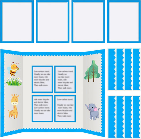 Henoyso 100 Pcs Science Fair Board Supplies Include 80 Trim Scalloped Bulletin Board Borders 20 Project Printable Adhesive Paper for Classroom Off...
