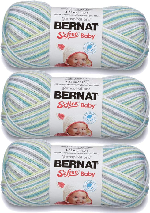 Bernat Softee Baby Yarn Ombres (3-Pack) Prince Pebbles 166031-31201...