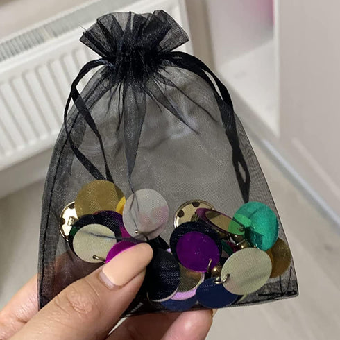 Organza Gift Bags Packs of 50 Drawstrings 4x6 inch Black for Baby Shower,Girl Birthday,Party Favors,Wedding,Bridal Shower,Christmas,Bulk Sheer Fab...